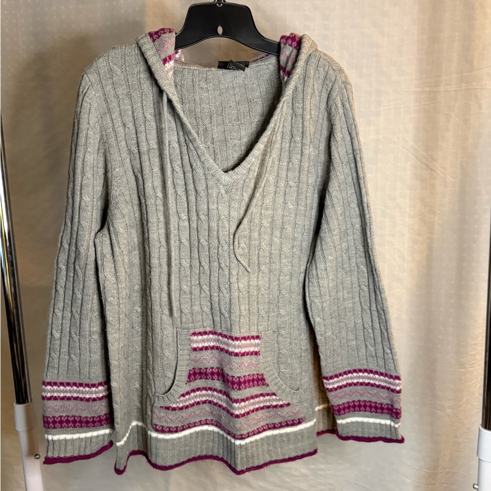 Lane Bryant Gray and Purple V-Neck Sweater